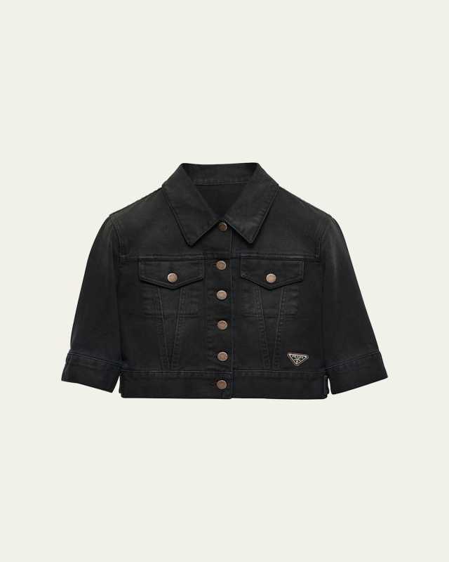 Short-Sleeve Denim Cropped Jacket